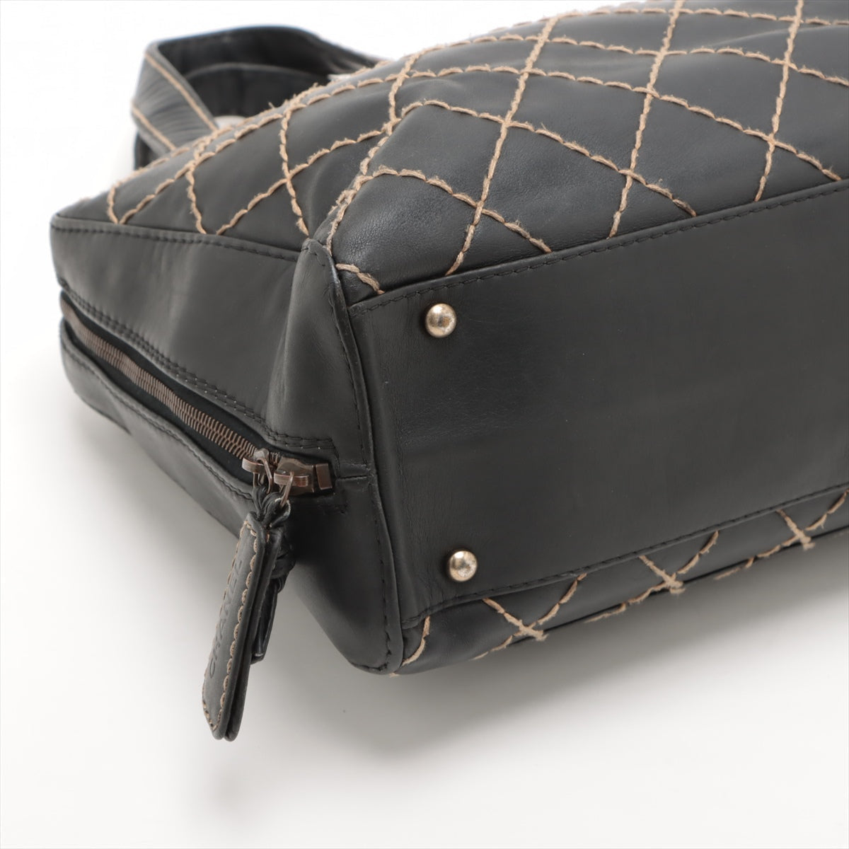 CHANEL WILDSTECH Lambskinkin Tote BAG BLACK GAMMETALIC GOLD WOakSHIP 6TH EARTH  LOVE MARKET SHOP
