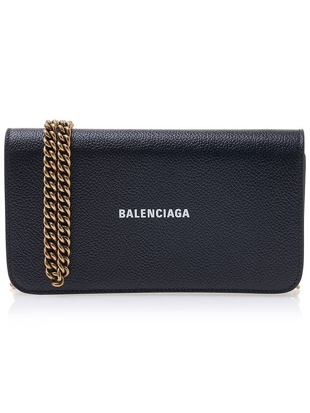 Luxury Balenciaga  Cash Chain Wallet Mini Calfskin Cross Bag Black