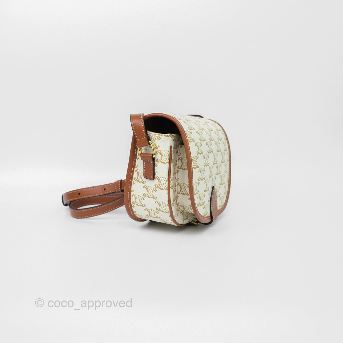 Celine Medium Folco Bag Triomphe Canvas White