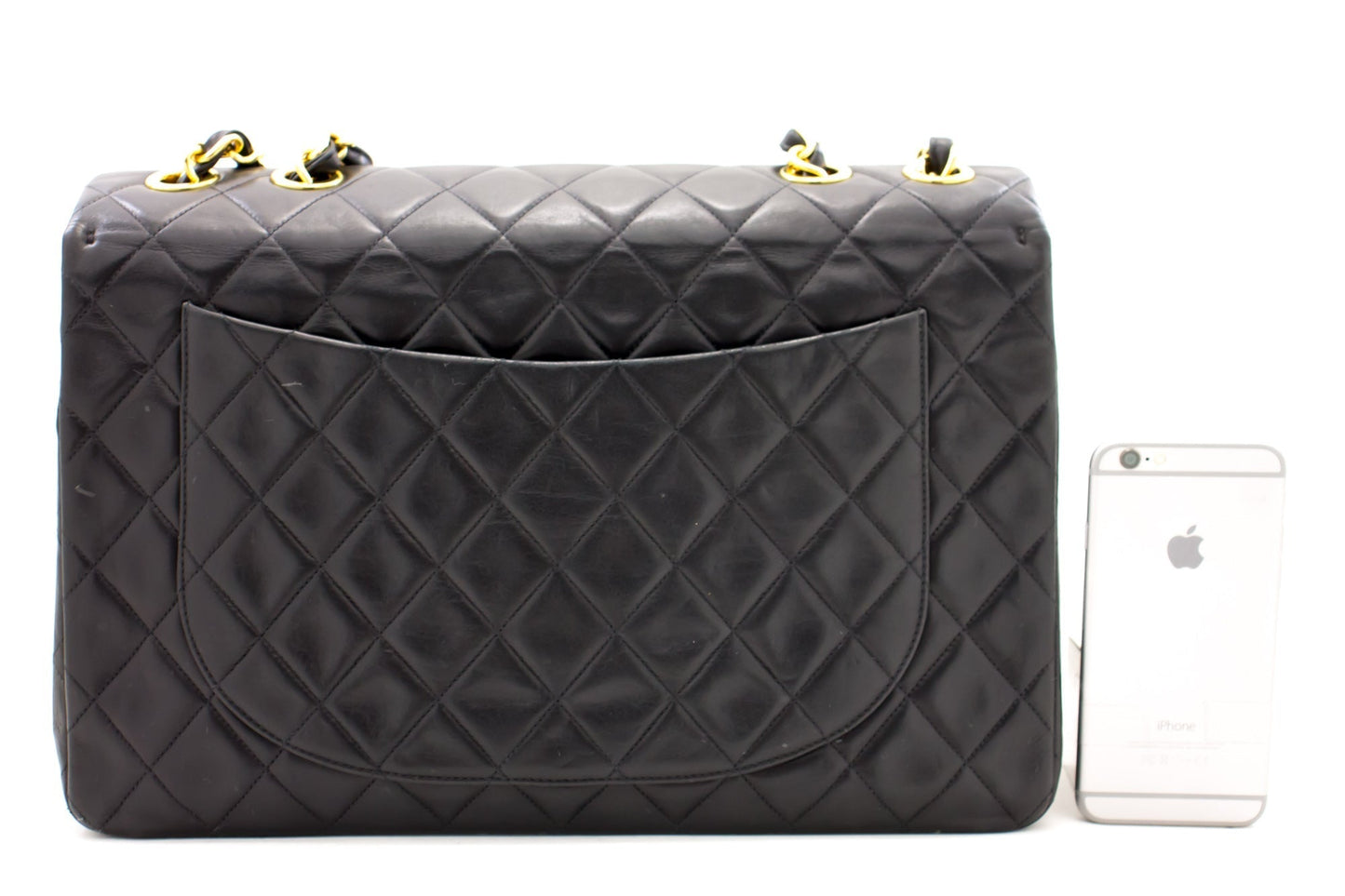 Top Quality Chanel Jumbo 13" Maxi 2.55 New Chain Shoulder Bag Black Lambskin