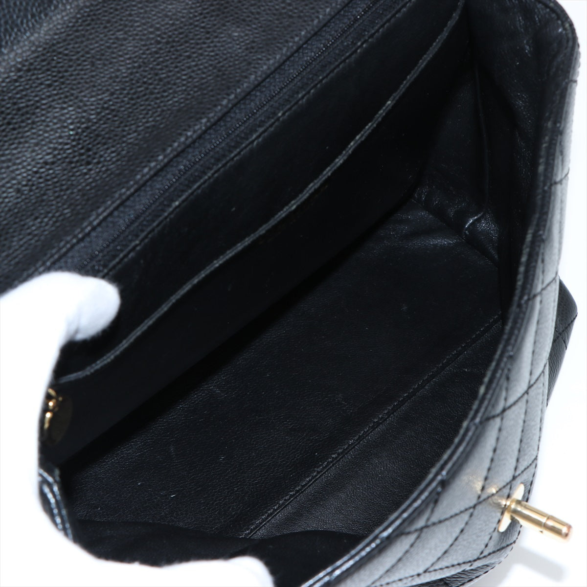 Chanel Mattress Caviar S HandBag Black Silver Gold