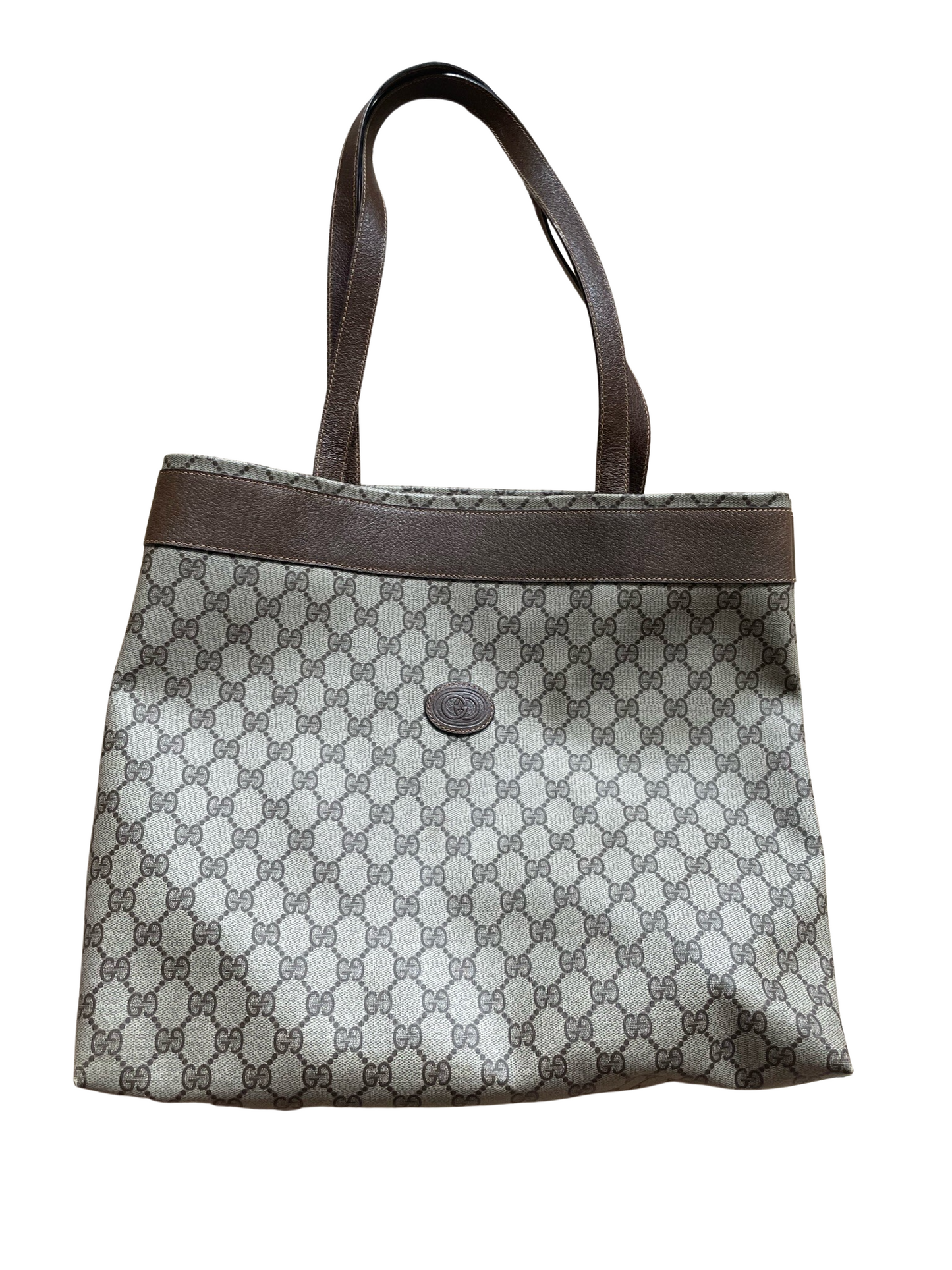 Gucci GG Beige & Brown Leather Tote Bag