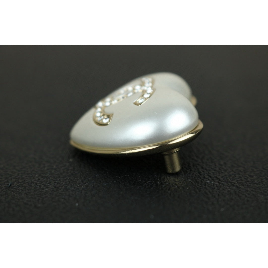 Excellent（Rank SA）｜ CHANEL Coco Mark Love  Rhinestone Plated Brooch White｜F25022001