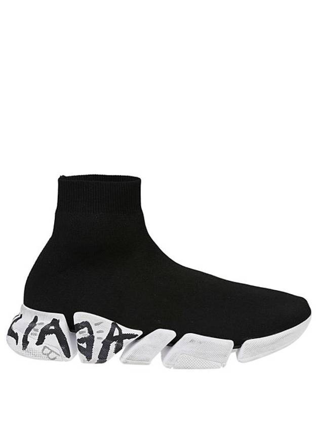 Luxury Balenciaga  Speed 2.0 Graffiti Knit High Top Sneakers Black