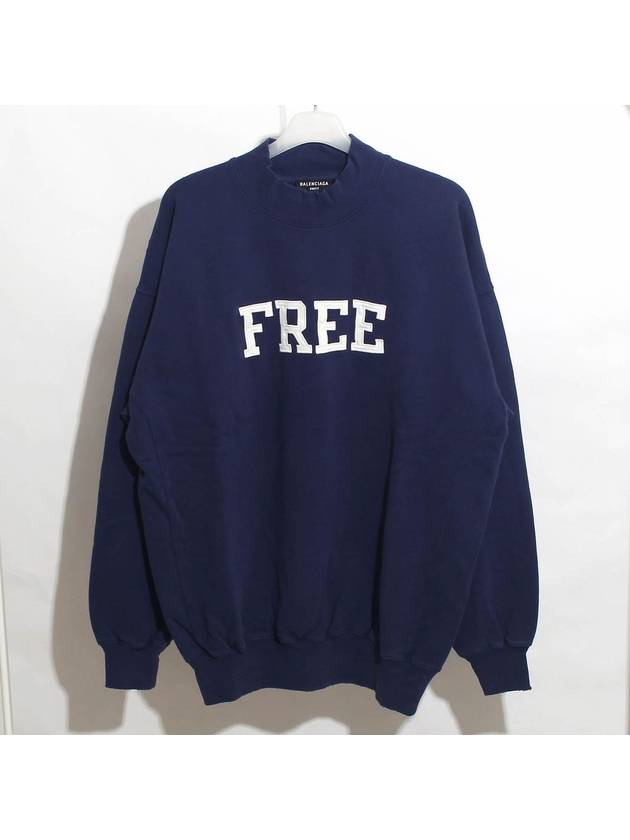 Luxury Balenciaga  WoMen's Free Embroidery Distressed Sweatshirt Navy