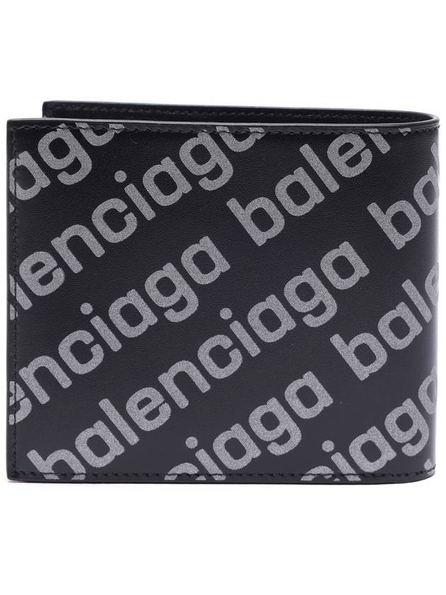Luxury Balenciaga  Reflected Logo Half Wallet Black
