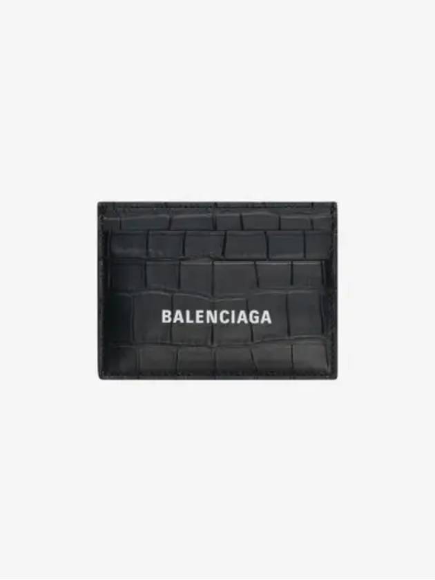 Luxury Balenciaga  Crocodile Logo Card Wallet Black