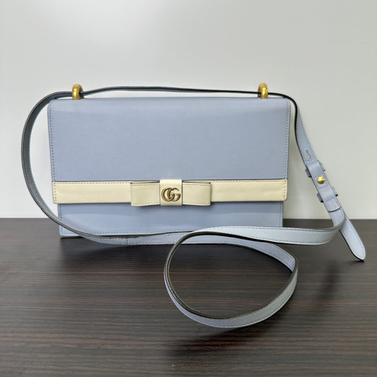 Gucci GG Marmont Ribbon Shoulder Bag Leather Small Blue LB