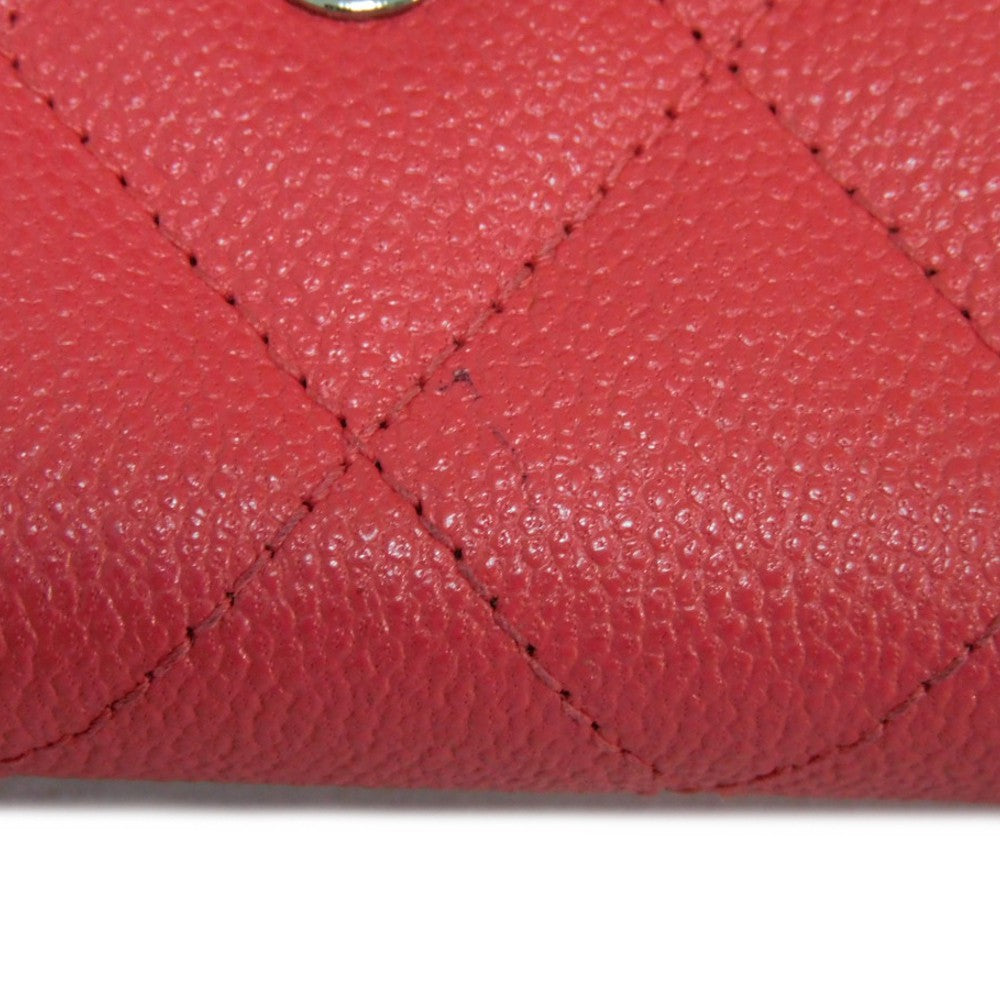 CHANEL Bifold Wallet A31504 Grained calfskin (embossed) Fuchsia COCO Mark matelasse compact wallet Women Used