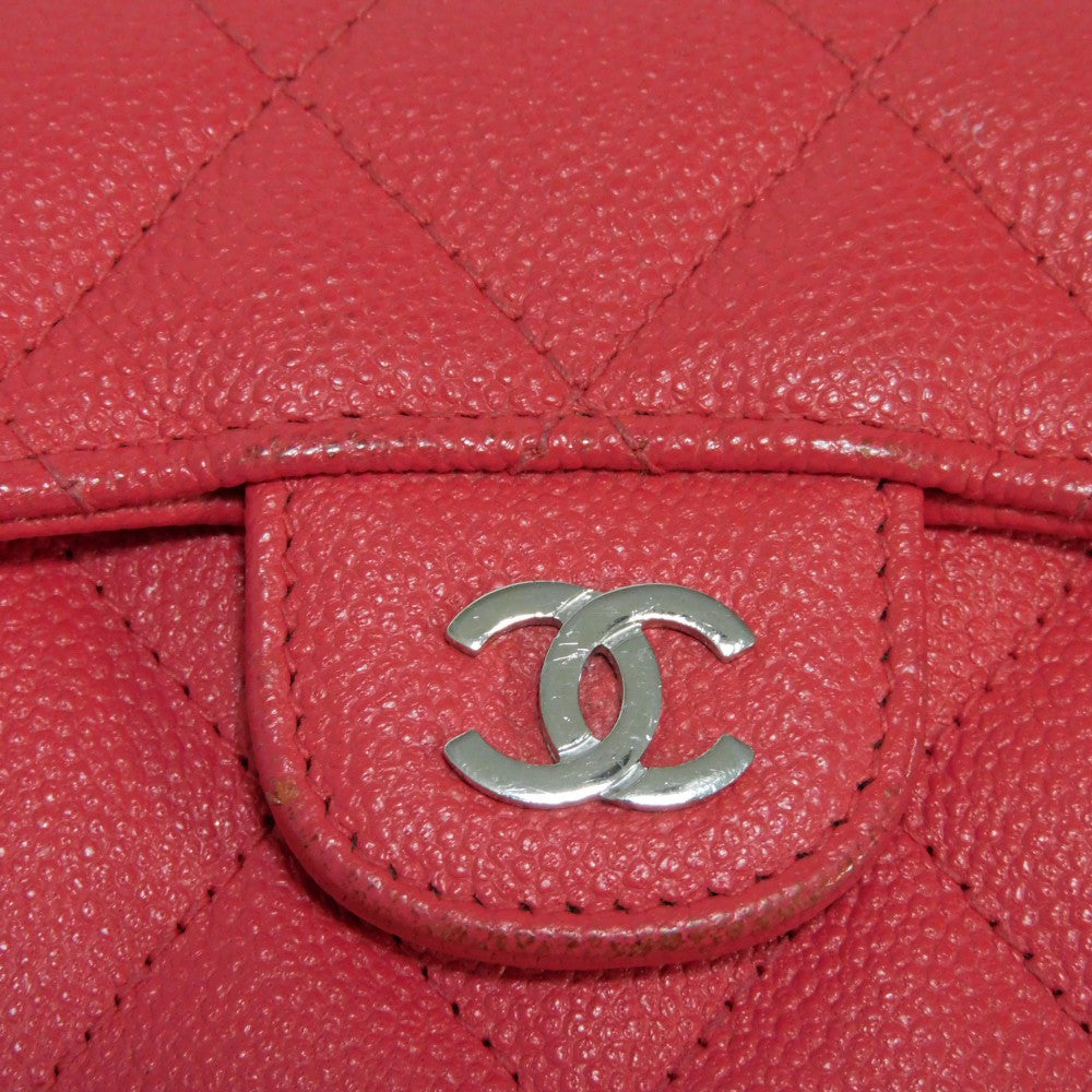 CHANEL Bifold Wallet A31504 Grained calfskin (embossed) Fuchsia COCO Mark matelasse compact wallet Women Used