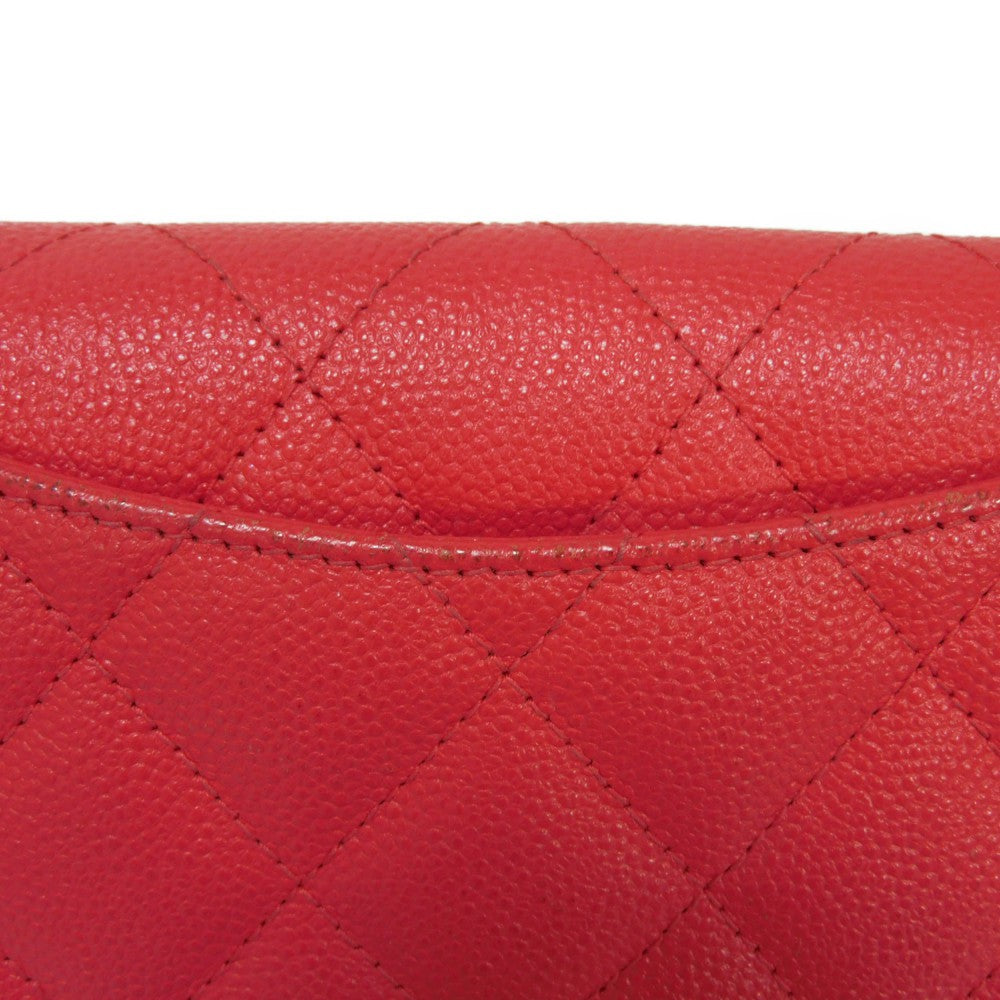 CHANEL Bifold Wallet A31504 Grained calfskin (embossed) Fuchsia COCO Mark matelasse compact wallet Women Used