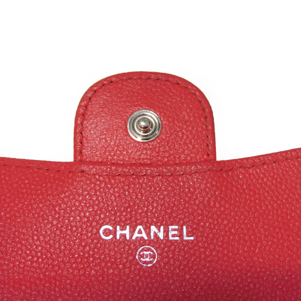 CHANEL Bifold Wallet A31504 Grained calfskin (embossed) Fuchsia COCO Mark matelasse compact wallet Women Used