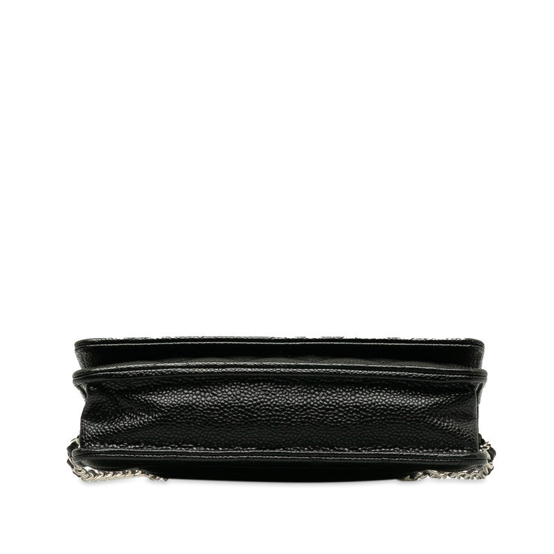 Chanel Matrases Coco  Chain Shoulder Wallet Black Caviar S  Chanel