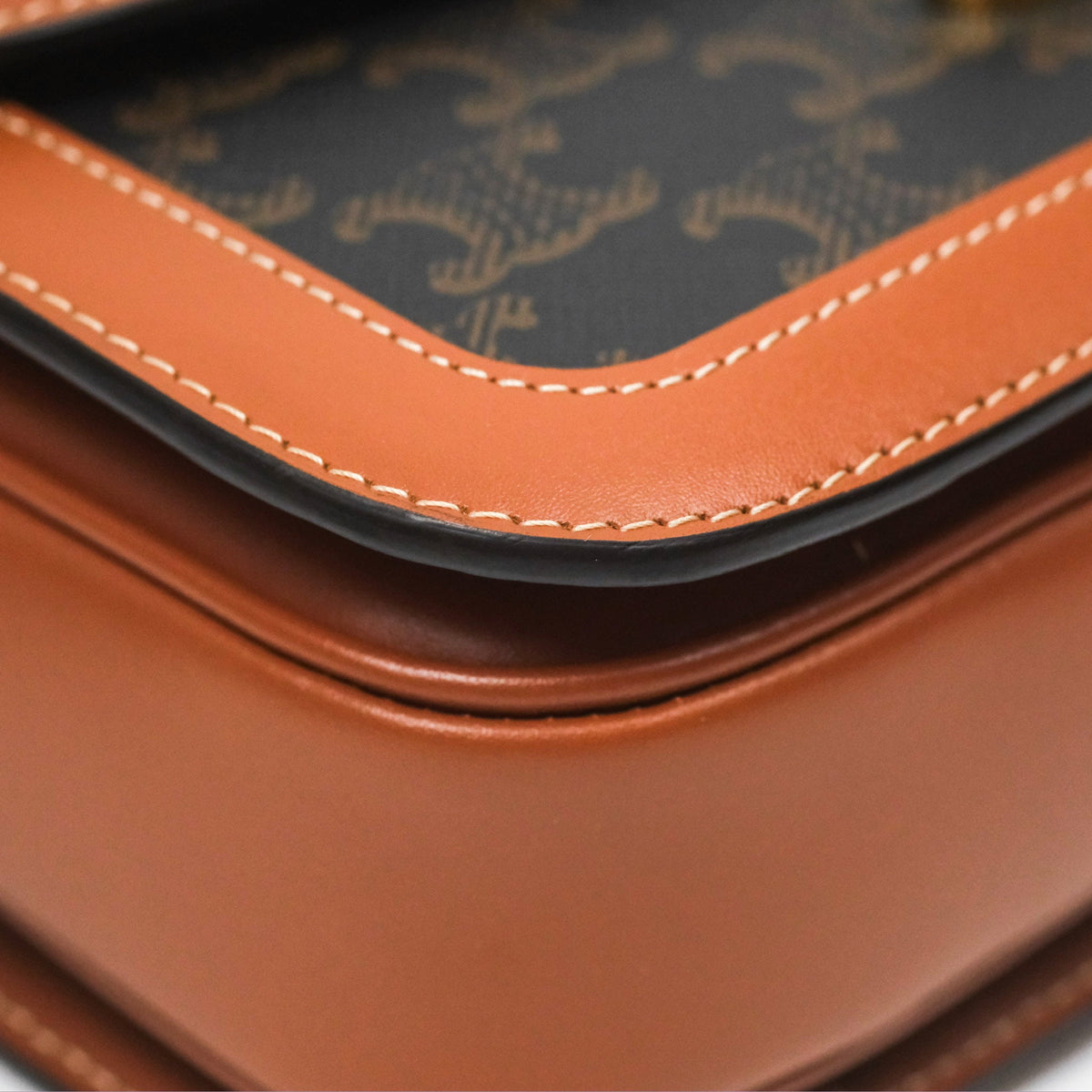 Celine Medium Triomphe Bag Triomphe Canvas Tan Calfskin