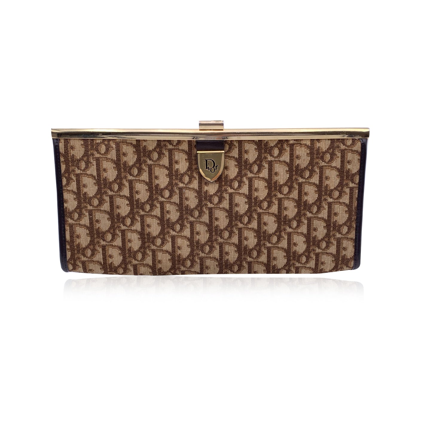 CHRISTIAN DIOR Vintage Brown Oblique Monogram Canvas Clutch Bag