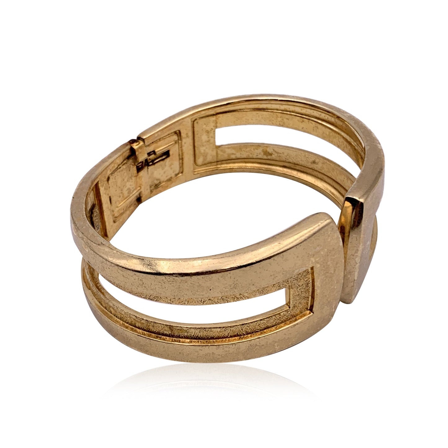 CHRISTIAN DIOR Vintage Gold Metal Rigid Clamper Bracelet Cuff