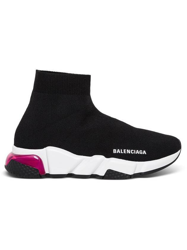 Luxury Balenciaga  Speed Clear Sole High Top Sneakers Pink Black