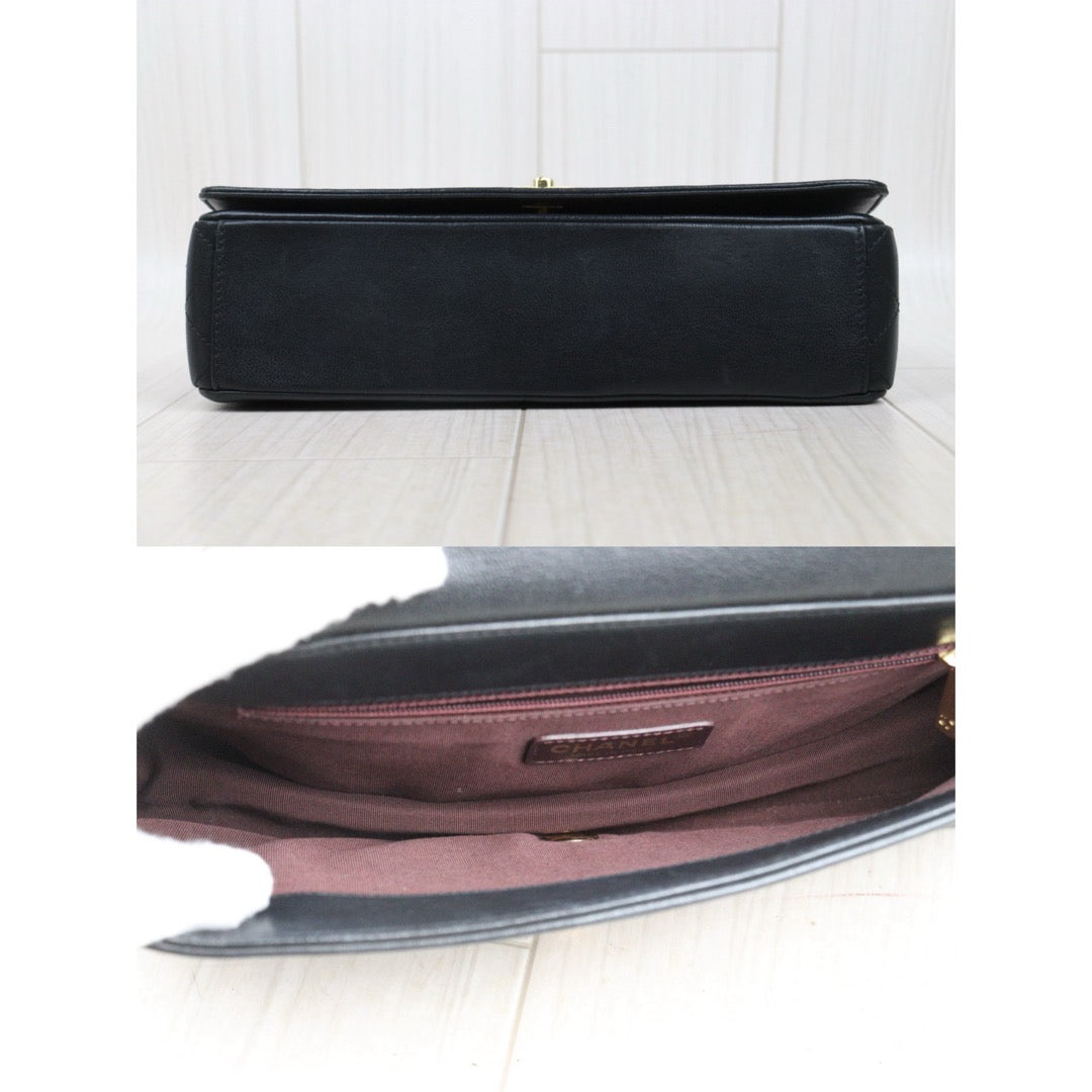 Good ( Rank AB)｜ CHANEL Matrasse Calf Leather Double  Flap Bag Black Made in 2016-2016Year｜Y25061703