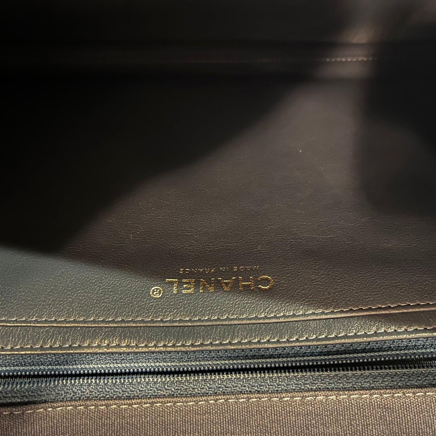 CHANEL Single Flap Jumbo Blue Jersey Shoulder Bag TS3774