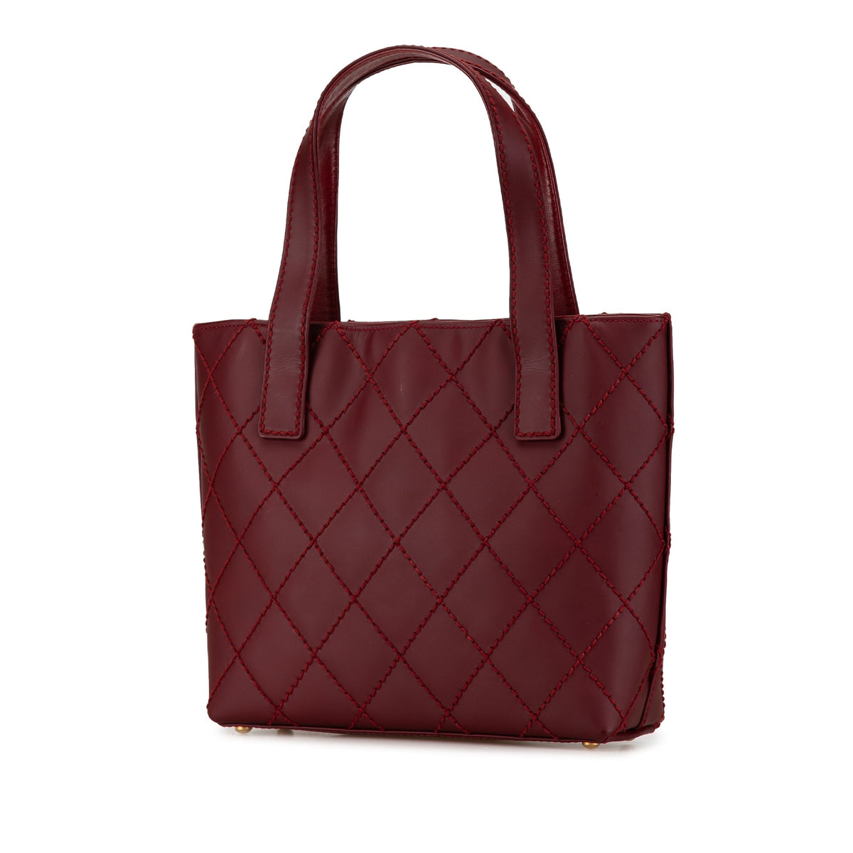 Red Chanel CC Lambskin Wild Stitch Handbag