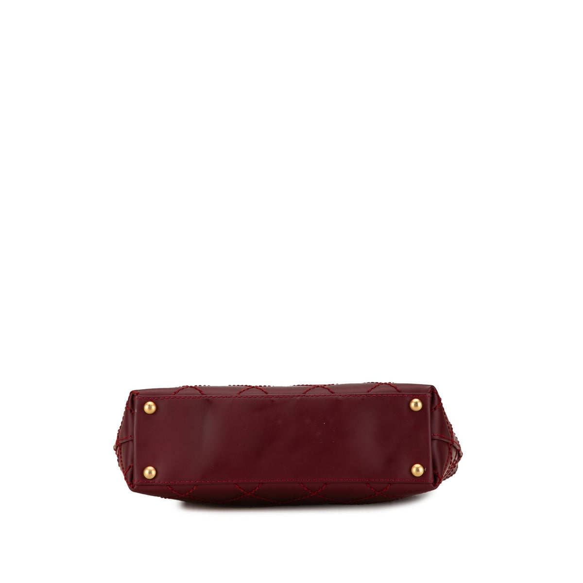 Red Chanel CC Lambskin Wild Stitch Handbag