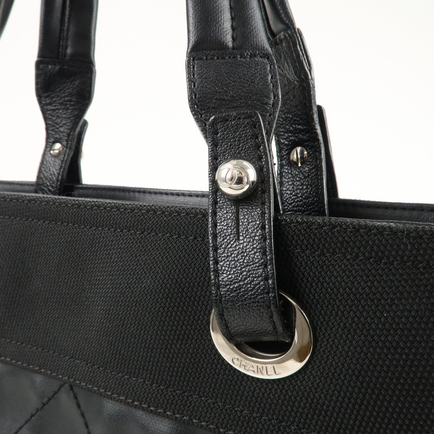 Chanel Paris Biarritz MM Coated Canvas Leather Tote Bag A