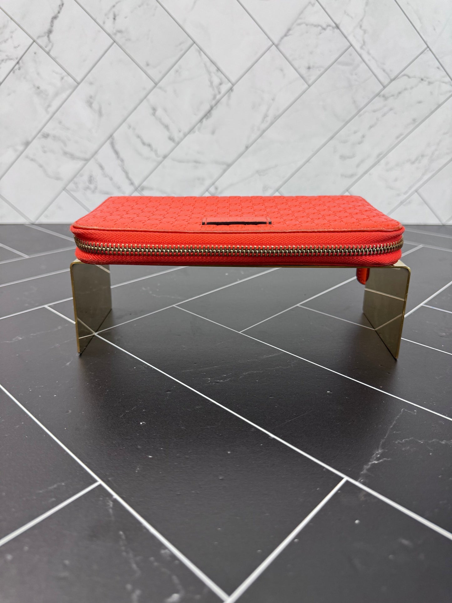 Gucci Orange Micro Guccisima Zippy Wallet