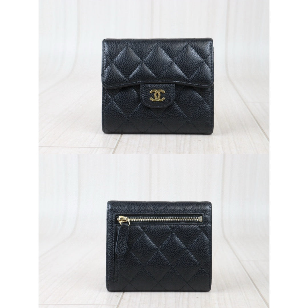 Good ( Rank AB) ｜Chanel Caviar Skin Black Wallet Made In 2018-2019Year｜24081910
