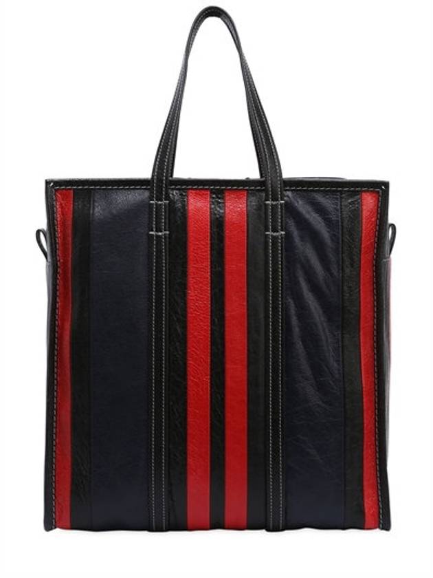 Luxury Balenciaga  Bazar Striped Medium Tote Bag Red Navy