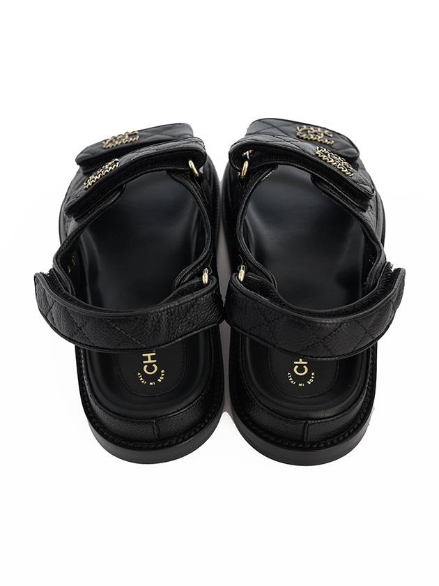 WoMen's CC Logo Velcro Sandals Gold Black Chanel