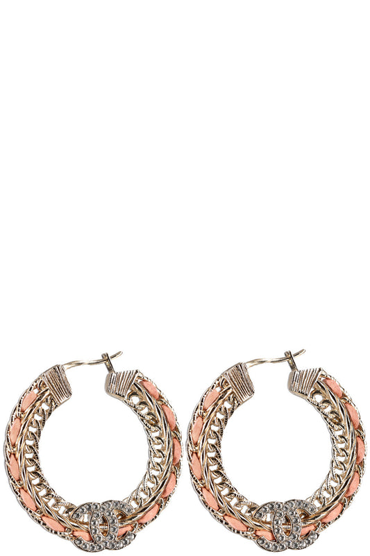 CHANEL Earrings CC Woven Pink