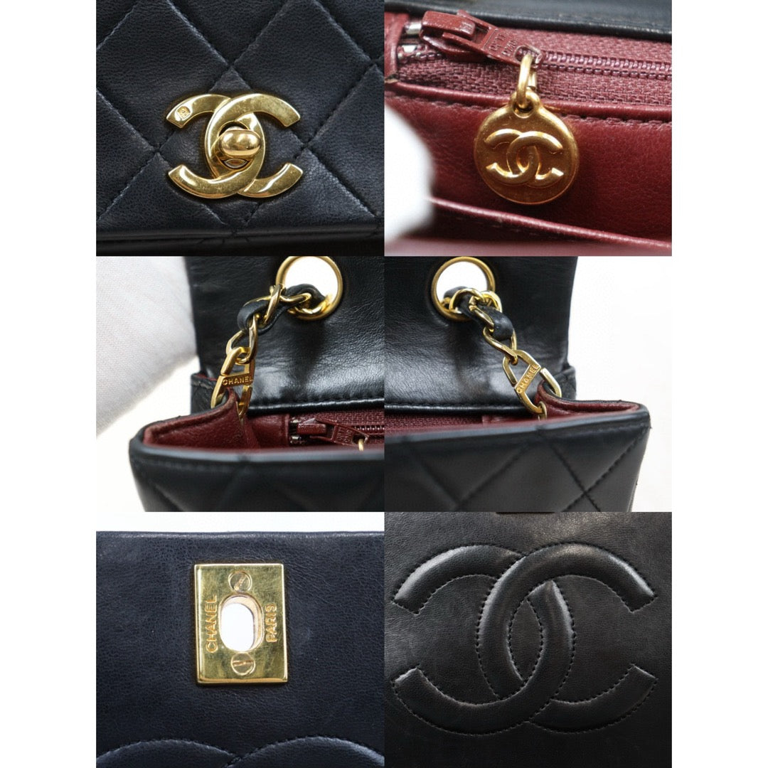 Good ( Rank AB)｜ CHANEL Matrasse Lamb Skin Chain Bag Black Made in 1989-1991 Year｜P25031407