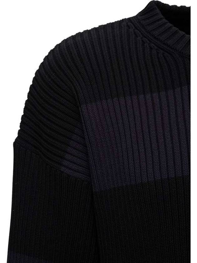 Luxury Balenciaga  Back BB Logo Stripe Cotton Knit Top Black