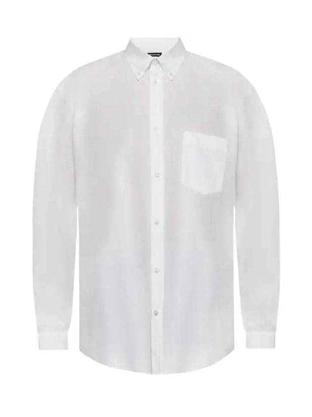 Luxury Balenciaga  Logo Oversized Long Sleeve Shirt White