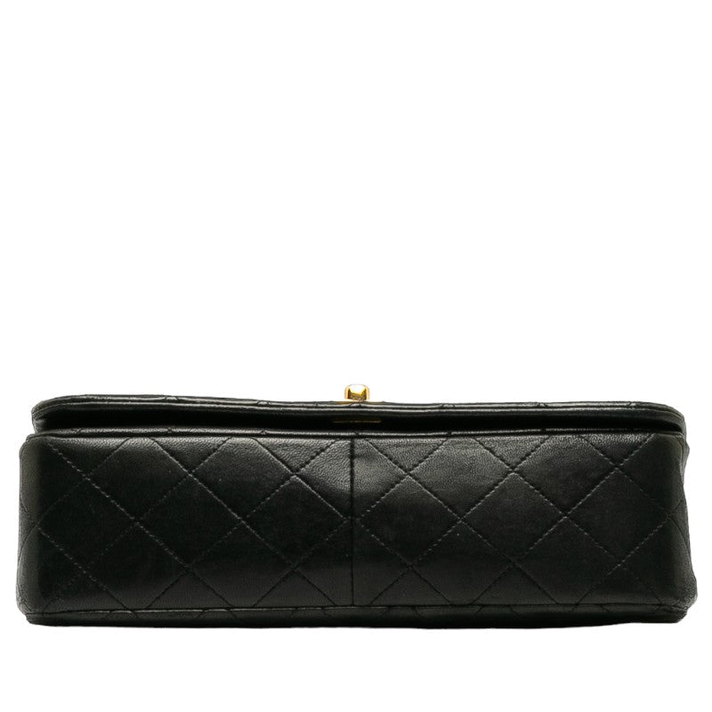CHANEL Vintage Quilted Flap Shoulder Bag Black Lambskin Ladies