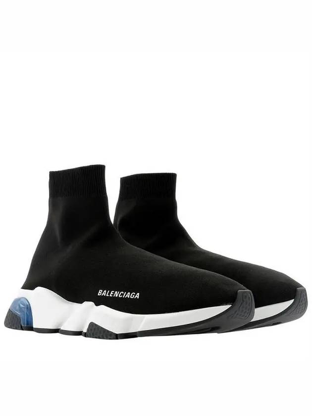Luxury Balenciaga  Speed Trainer Clear Sole High Top Sneakers  Blue Black