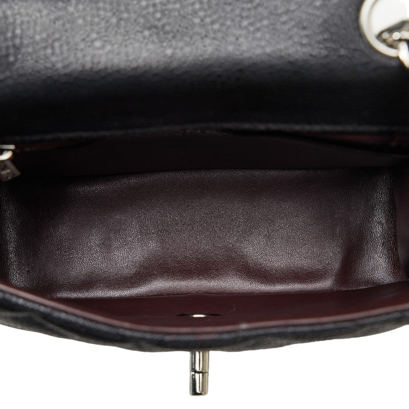 Chanel Mini Mattress Chain houlder Bag Black Silver Caviar S  Chanel