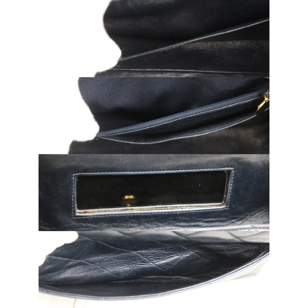 Good ( Rank AB)｜ CHANEL Matrasse Lamb Skin Shoulder Bag Navy ｜V24031225