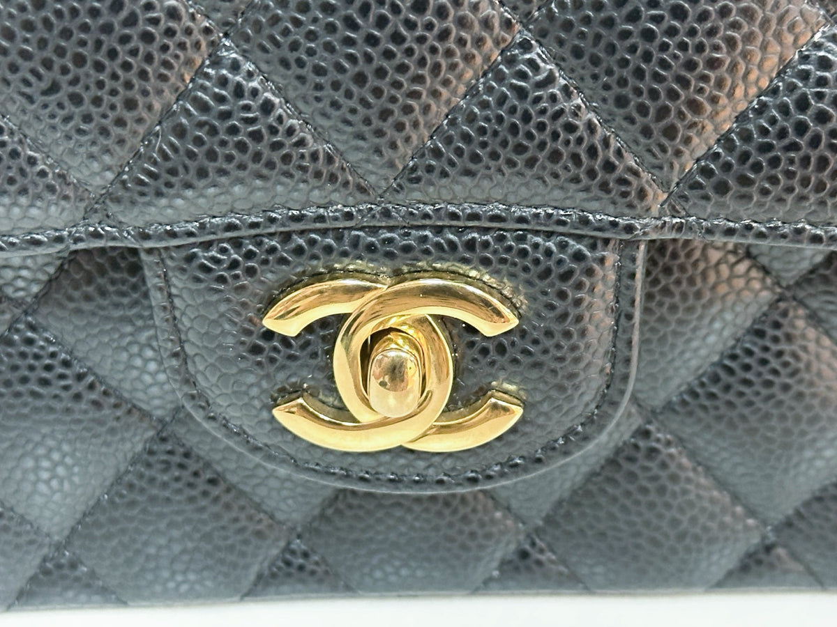 Chanel Small Classic Quilted Caviar Double Flap Bag Black