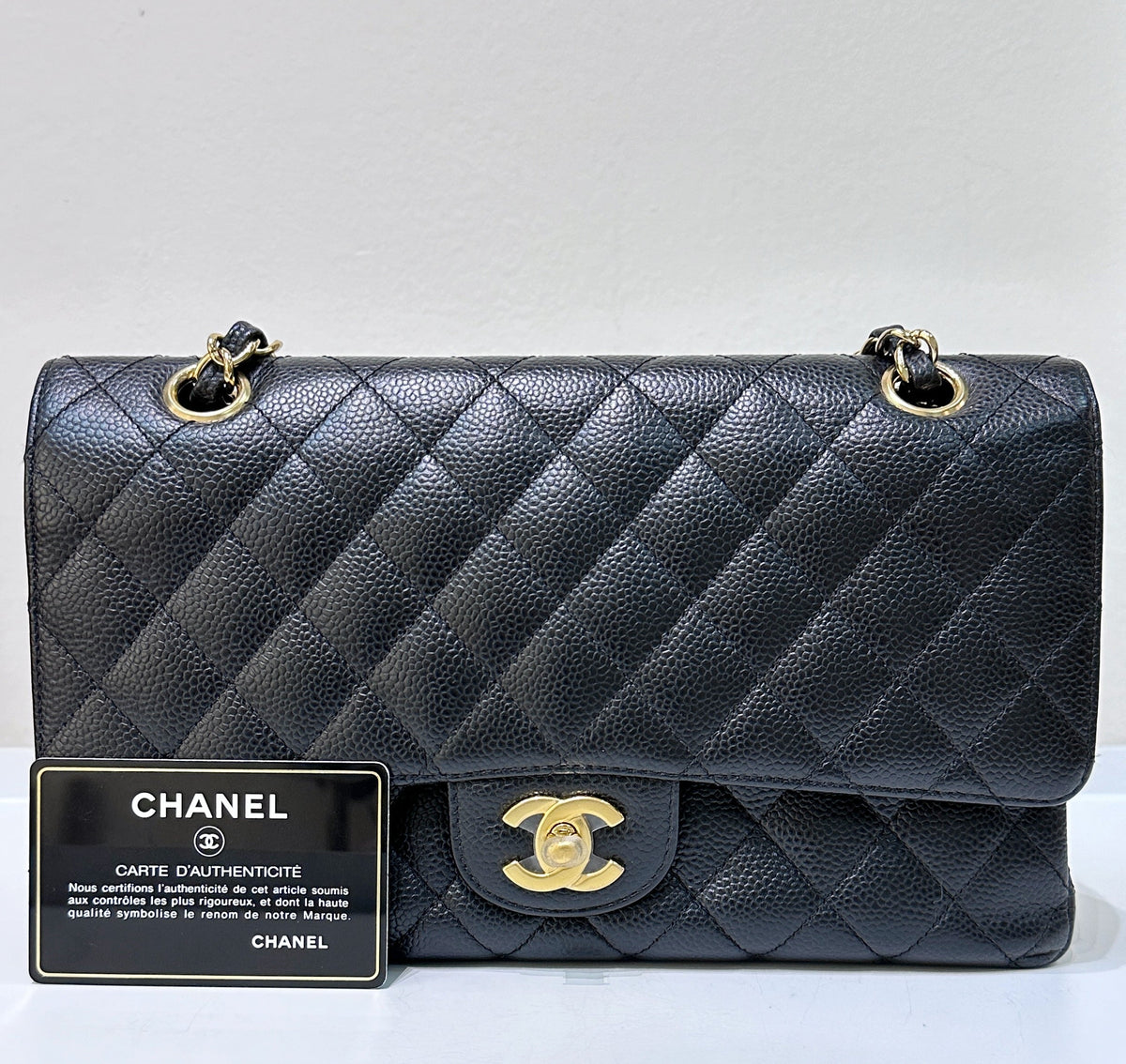 Chanel Medium Classic Flap Caviar Black Gold Hardware