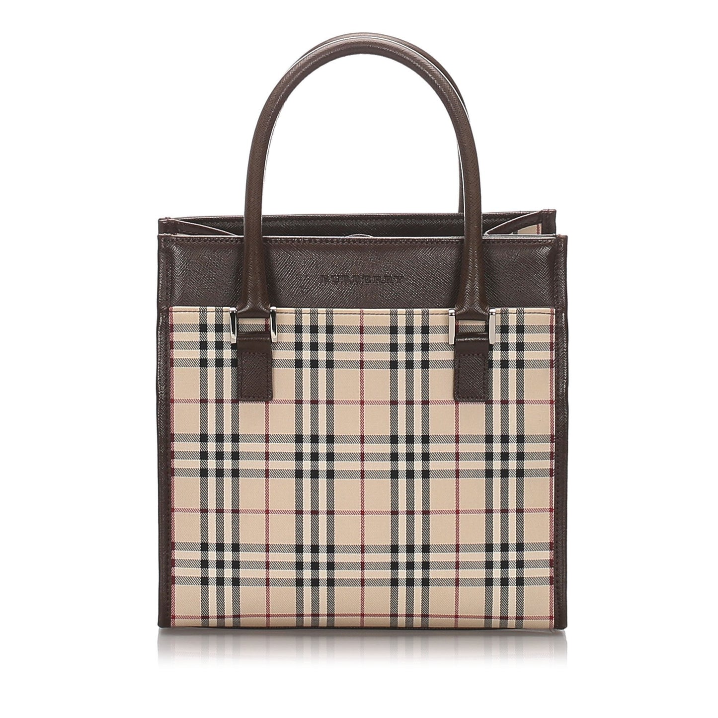 Burberry Brown Beige Canvas Fabric House Check Tote Bag United Kingdom