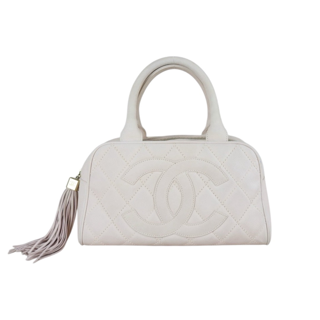 Good ( Rank AB)｜ CHANEL  Caviar Skin Leather Calf Leather Bowling Bag Hand Bag Pink Made In 2004～2005 Year｜B25030111