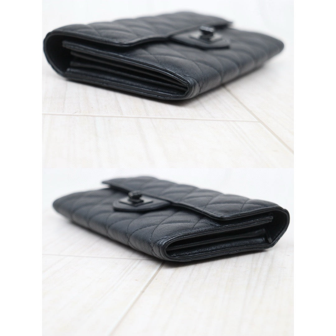 Excellent（Rank SA）｜CHANEL Caviar Skin So Black2.55 Black Long Wallet Made In 2016 - 2017 Year｜25030703
