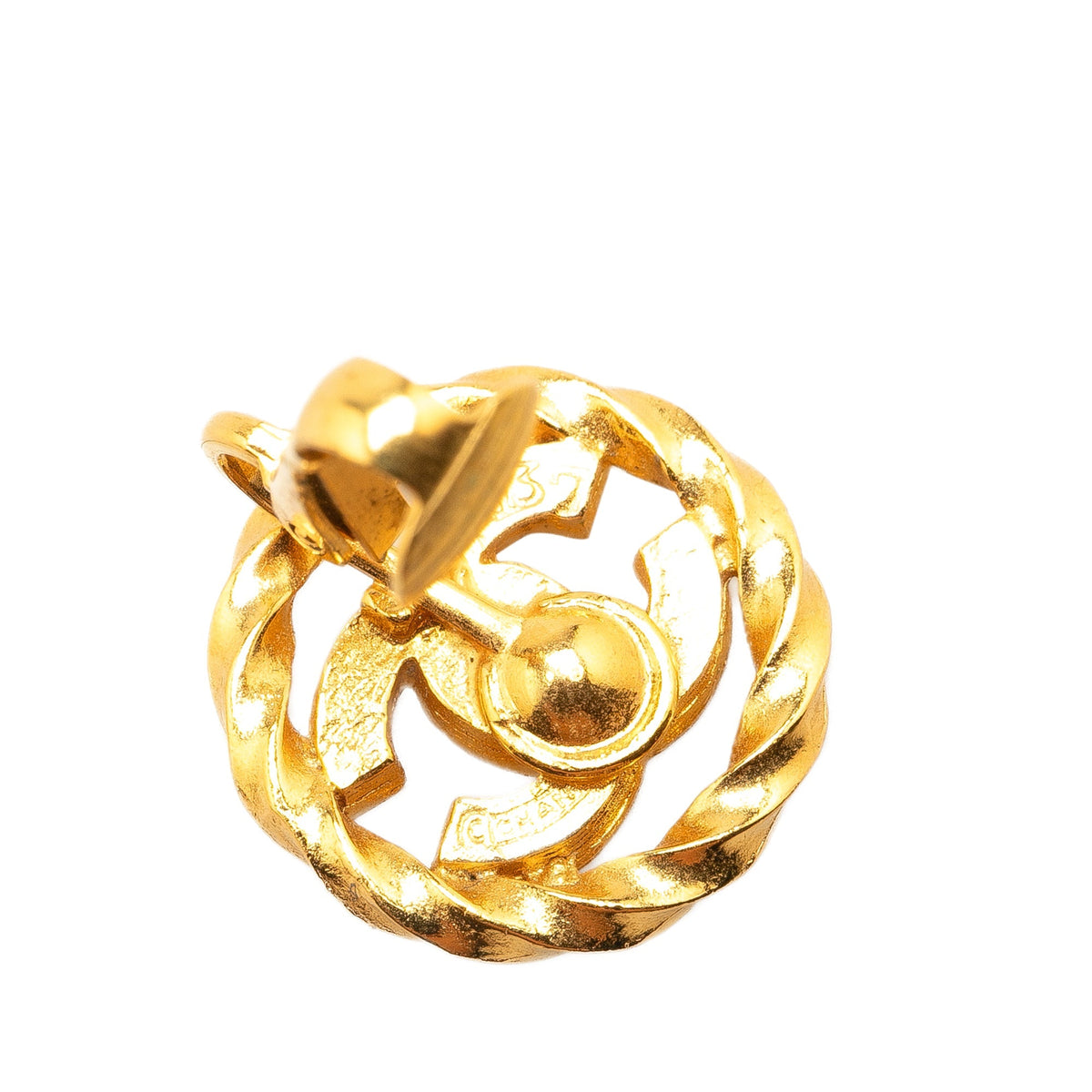Gold Chanel Gold Plated CC Rhinestones Clip On Earrings