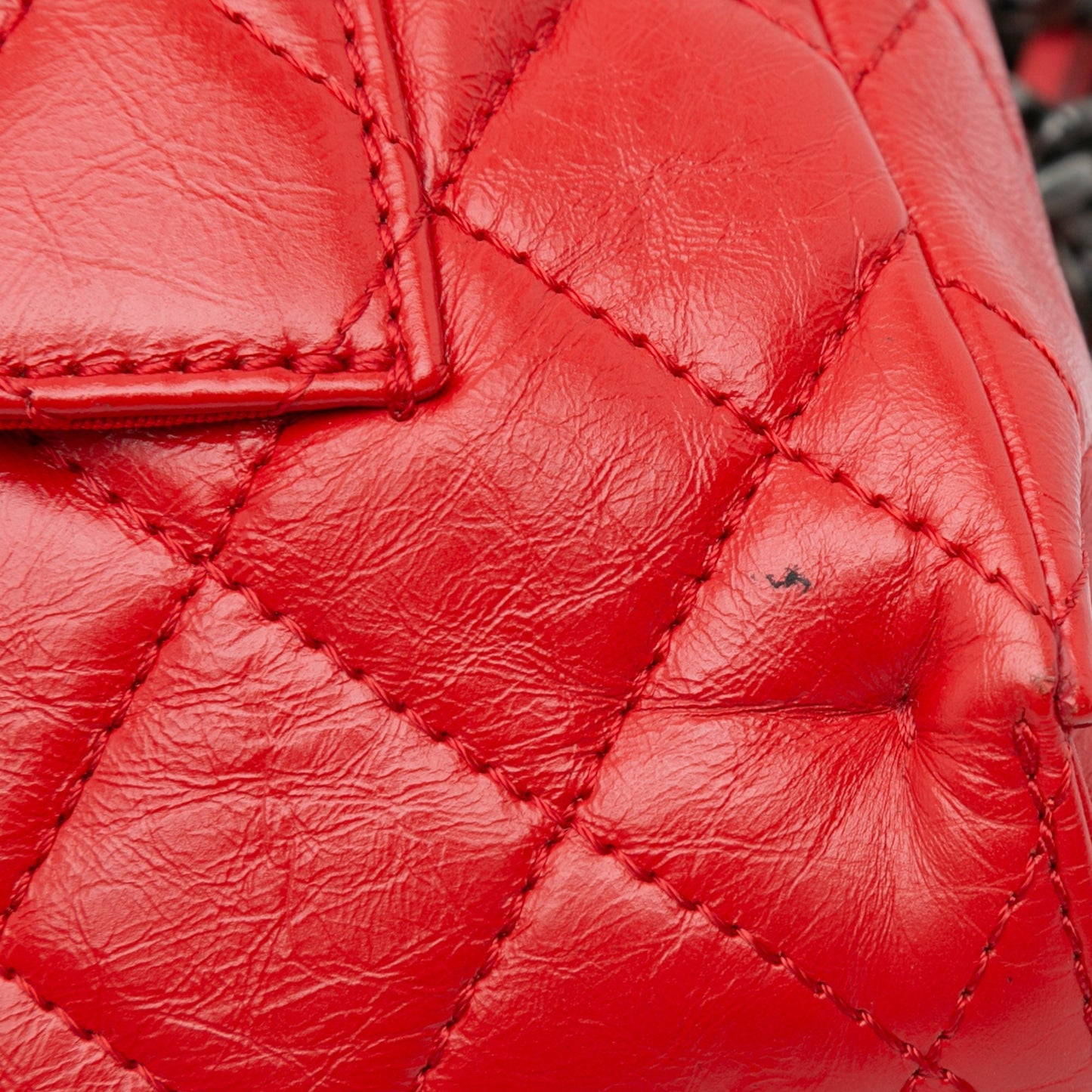 Red Chanel CC Crinkled Calfskin Chain Flap Crossbody Bag