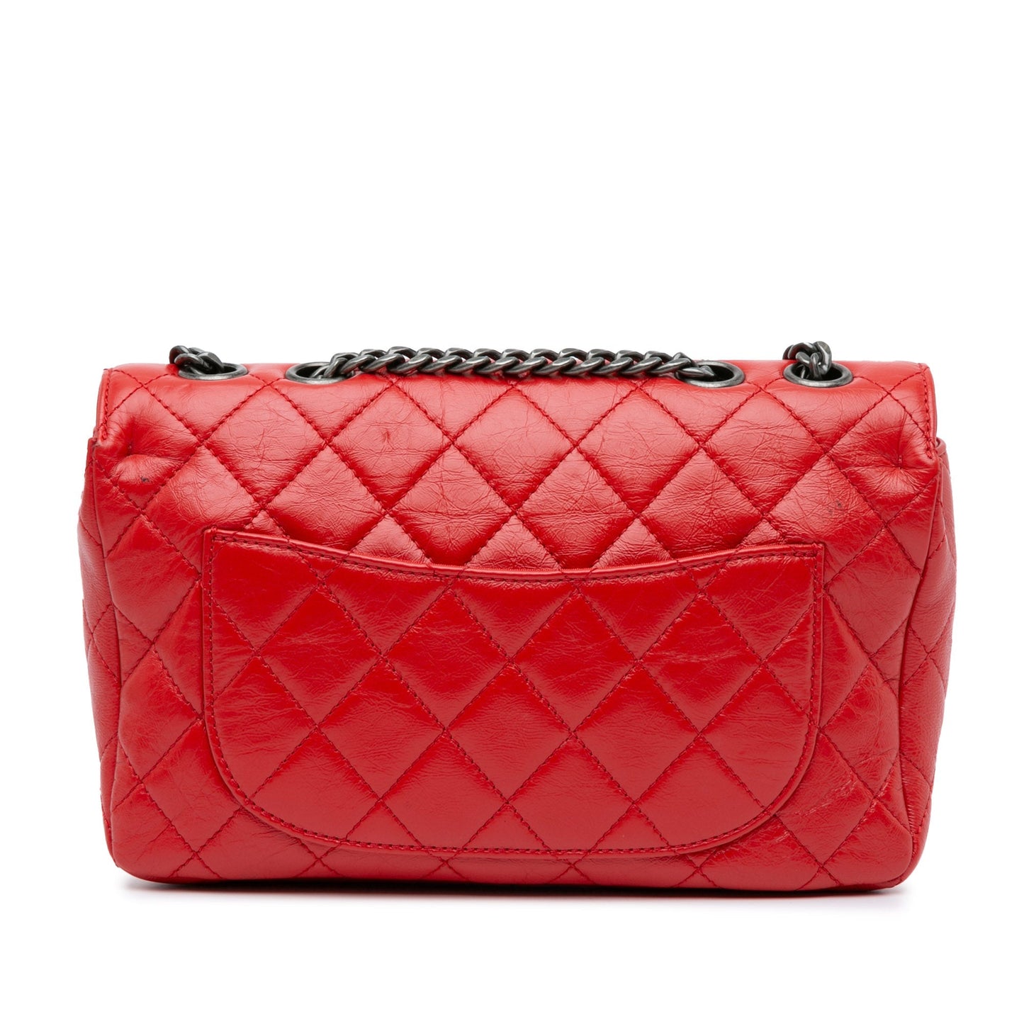 Red Chanel CC Crinkled Calfskin Chain Flap Crossbody Bag