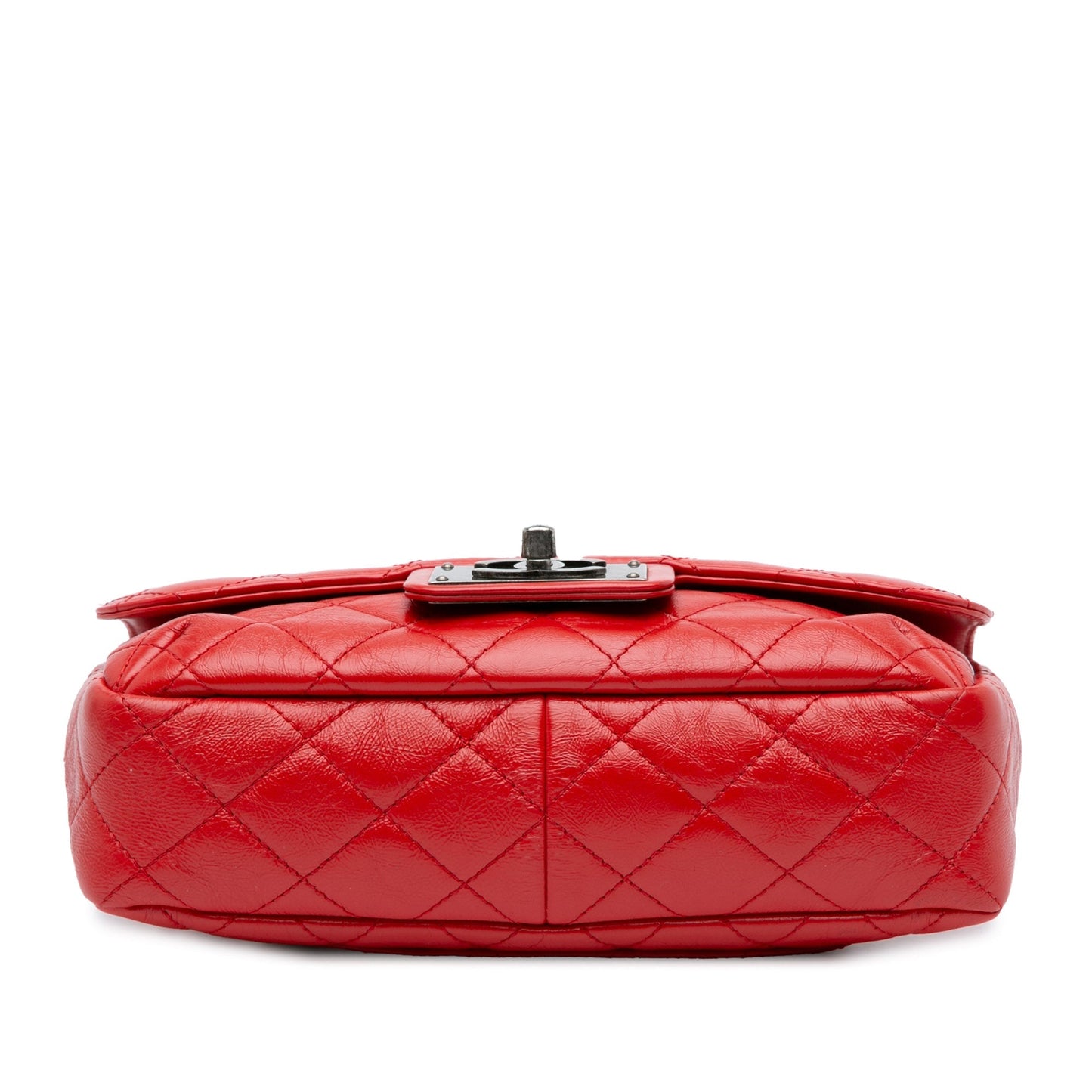 Red Chanel CC Crinkled Calfskin Chain Flap Crossbody Bag