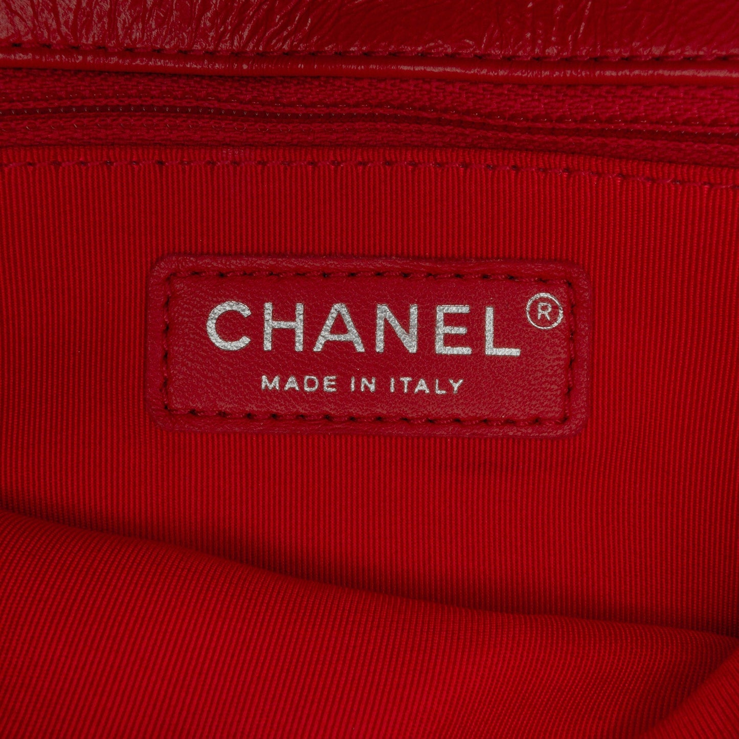 Red Chanel CC Crinkled Calfskin Chain Flap Crossbody Bag