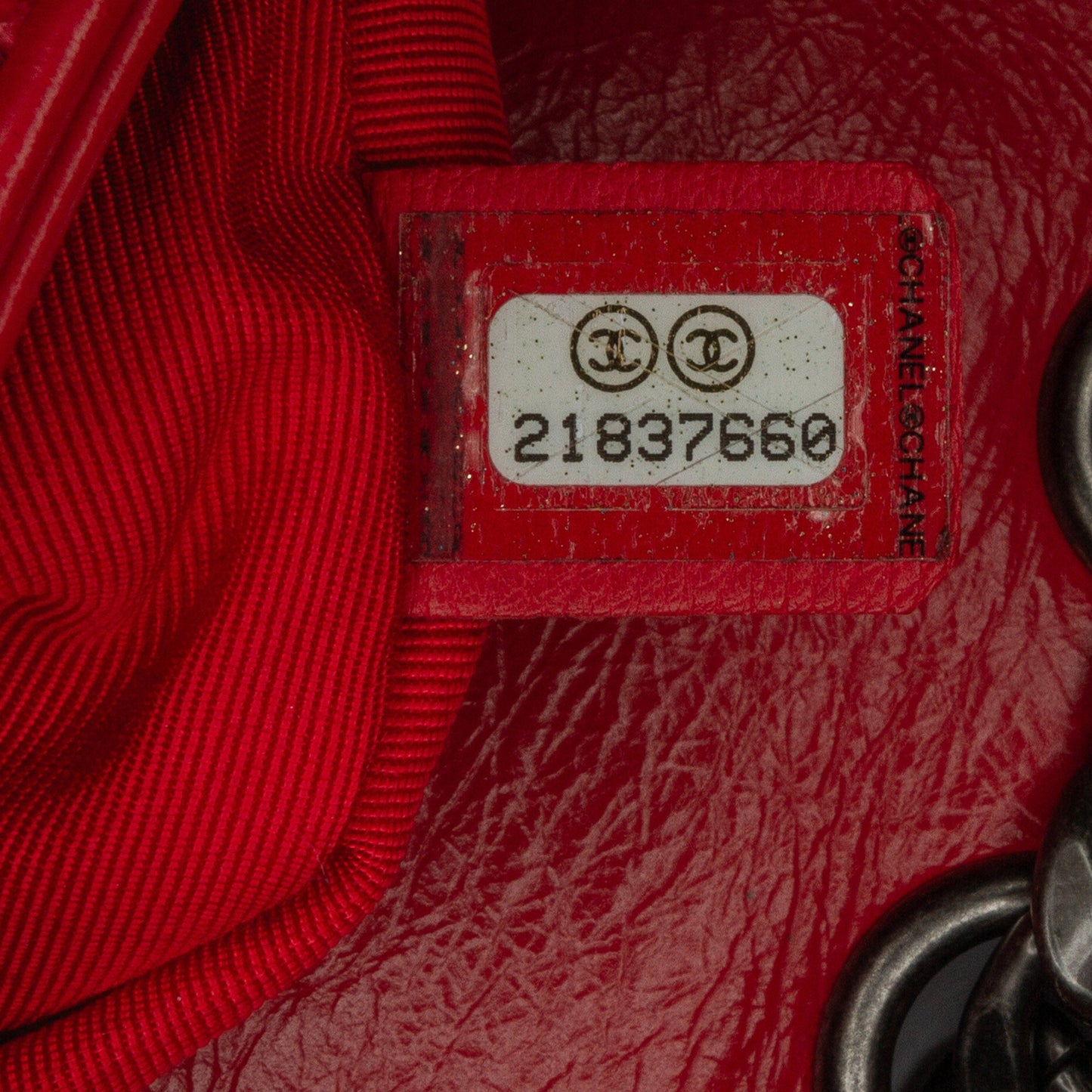 Red Chanel CC Crinkled Calfskin Chain Flap Crossbody Bag