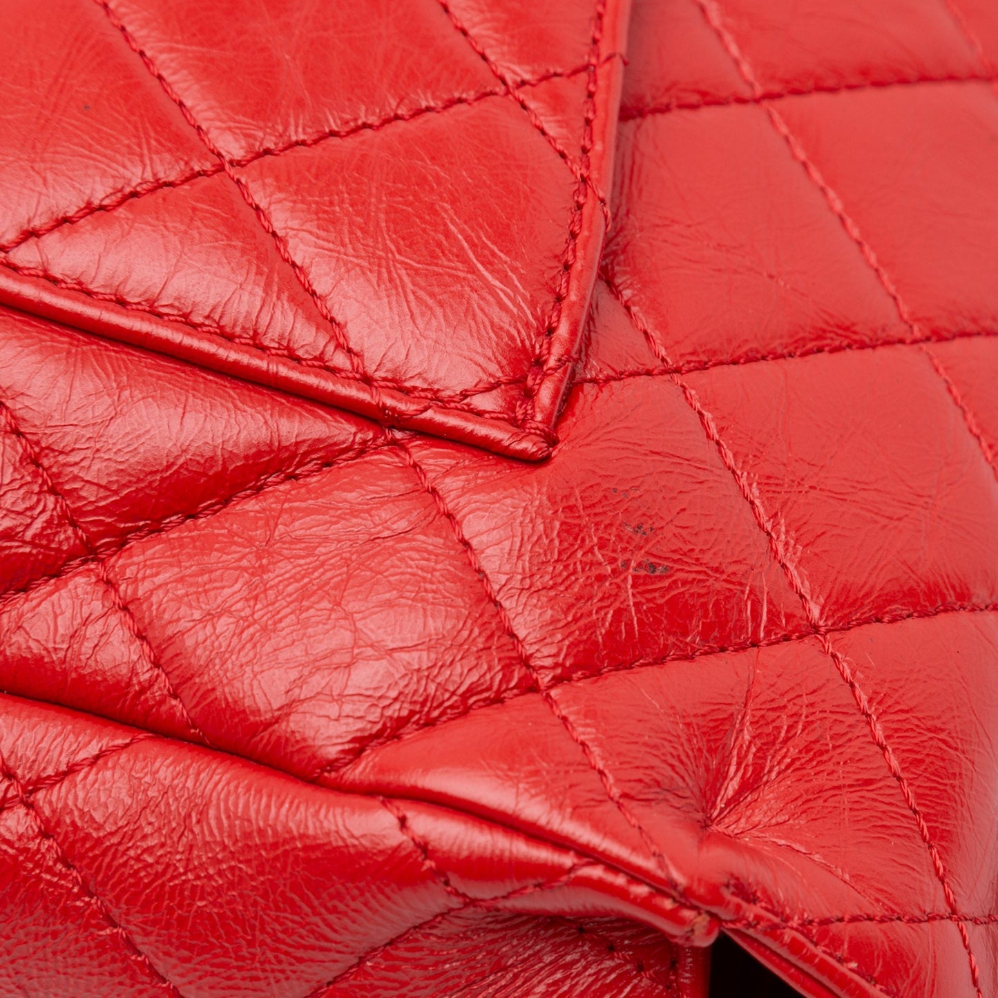 Red Chanel CC Crinkled Calfskin Chain Flap Crossbody Bag